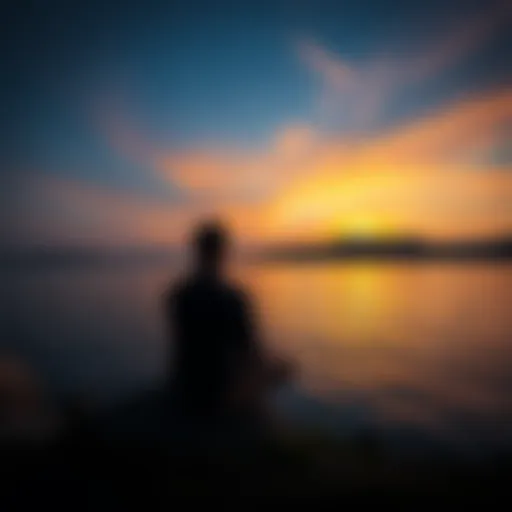 Individual sitting by a calm lake, contemplating life changes after a Vipassana retreat