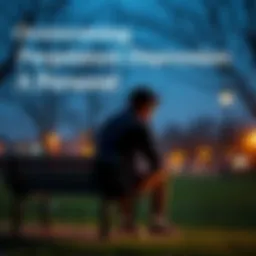 A person sitting alone on a park bench, looking contemplative with a distant expression, symbolizing the struggle with depression and seeking hope.