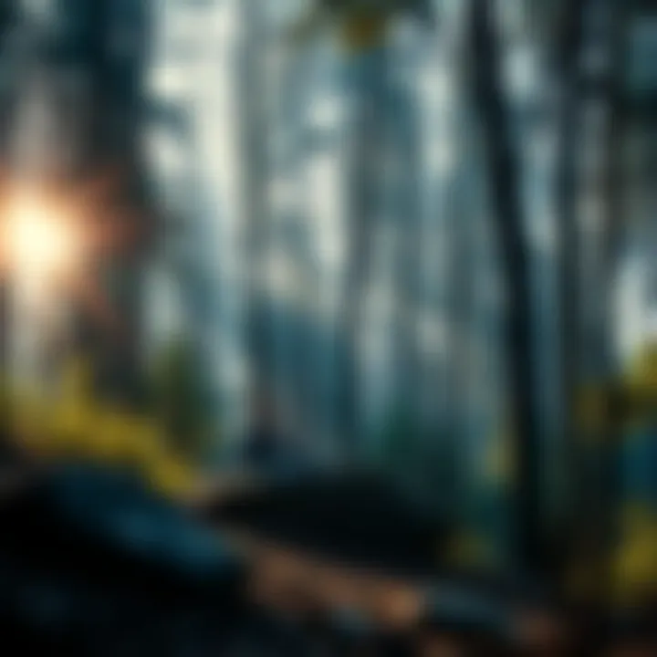 A person sitting on a rock in a serene forest, contemplating life and purpose, with sunlight filtering through the trees.