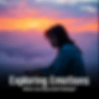 A person sitting quietly in a serene environment, deep in thought with a contemplative expression, surrounded by soft colors that suggest a mix of joy and sadness.