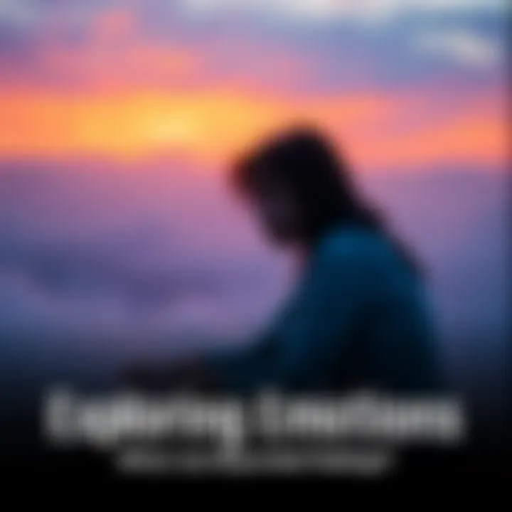 Person Reflecting on Emotions A person sitting quietly in a serene environment, deep in thought with a contemplative expression, surrounded by soft colors that suggest a mix of joy and sadness.