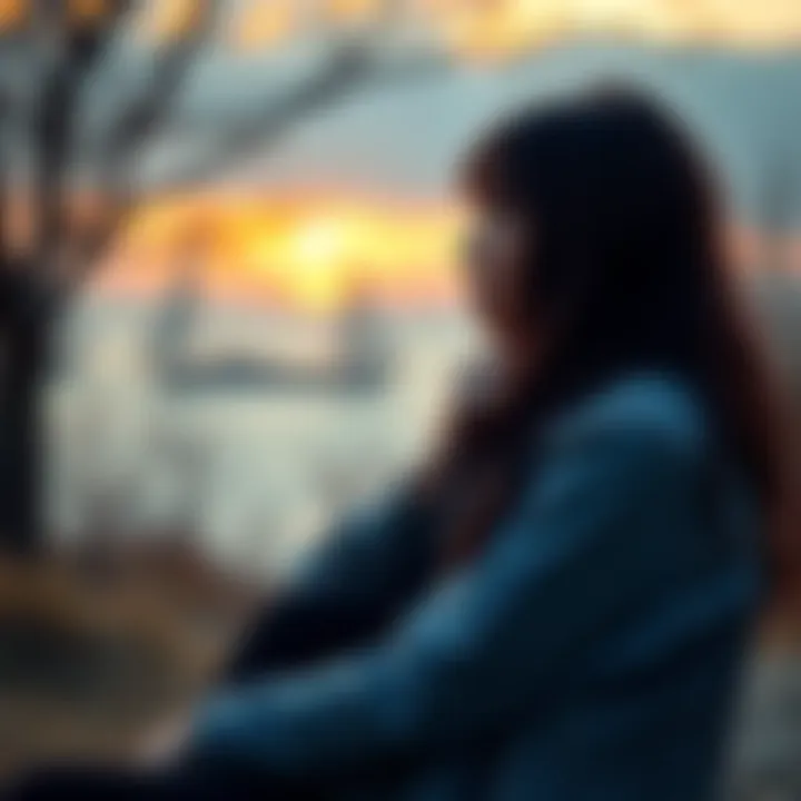 A thoughtful person sitting in a serene environment, contemplating their feelings and experiences as an empath.