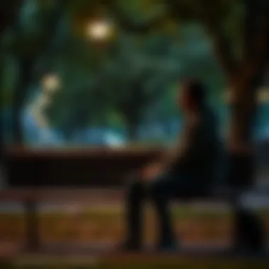 Person reflecting on experiences Individual sitting on a park bench, looking thoughtful as they reflect on past challenges, symbolizing the journey of personal growth.