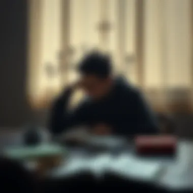 A person sitting at a table with books and notes, contemplating between Gnostic beliefs and Orthodox Christian teachings.