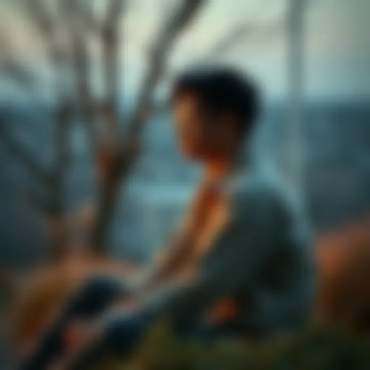 Person Reflecting on Health A person sitting in a peaceful setting, looking contemplative about their health and life choices.