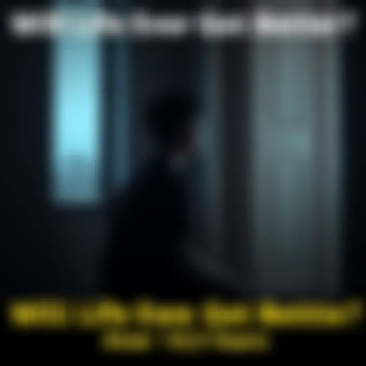 A person sitting alone in a dimly lit room, looking out of a window with a thoughtful expression, symbolizing deep reflection on life struggles.