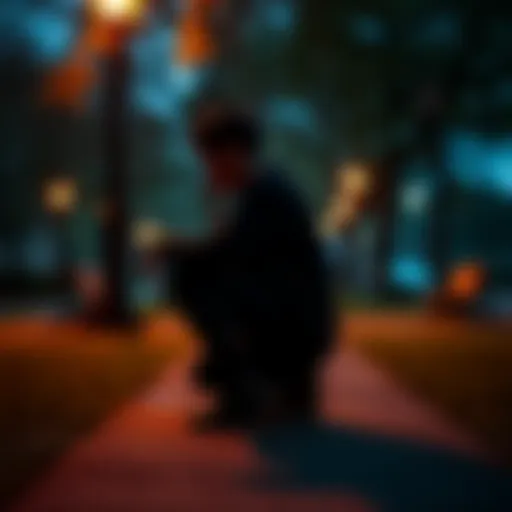 A person sitting alone in a park, deep in thought, looking for clarity in their life patterns.