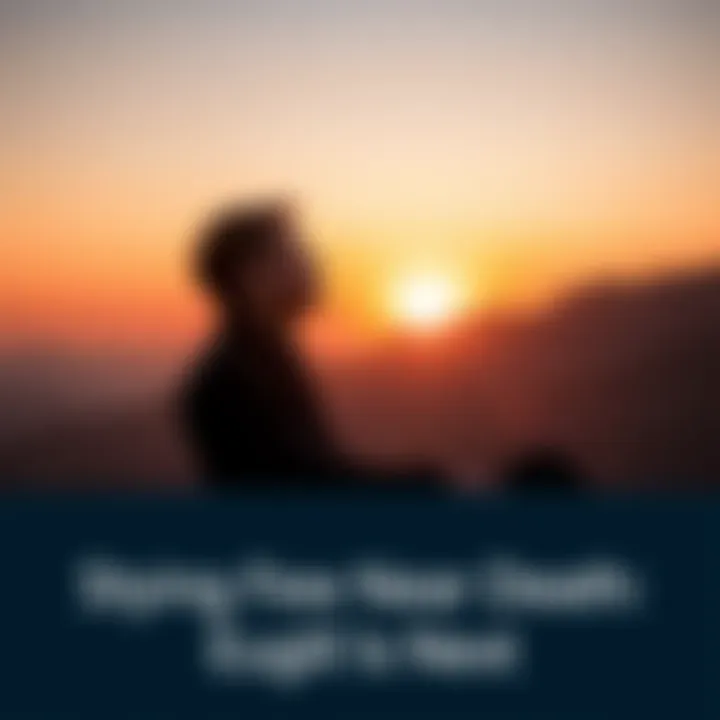 Individual sitting alone in a serene setting, looking contemplatively into the distance as they ponder their near-death experiences and future, with a soft light illuminating their face.