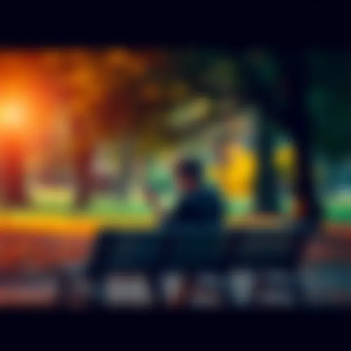 A person sitting on a park bench, looking contemplative while surrounded by trees, symbolizing reflection on life tests and internal struggles.