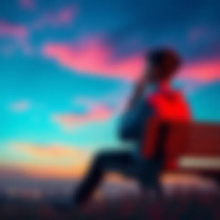 A person sitting on a bench, looking thoughtfully at the sky, symbolizing reflection on life paths and choices.