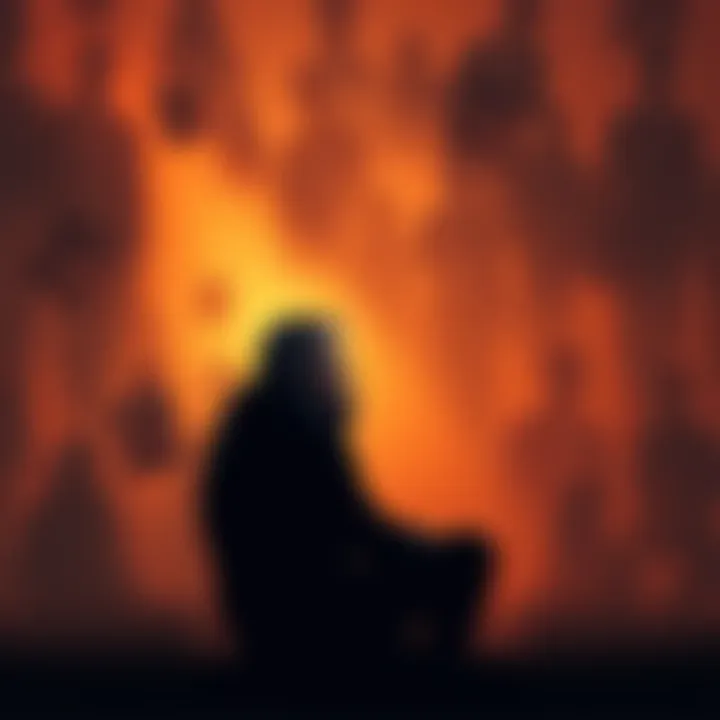 A person sitting alone, looking pensive and emotional, surrounded by fading memories and shadows, representing grief and lost connections.