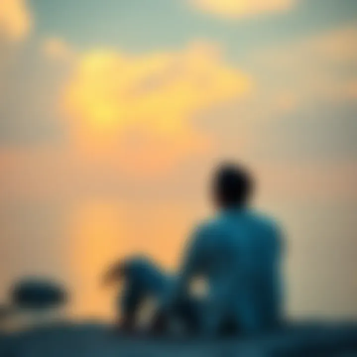 A person sitting in a serene setting, looking contemplative with a distant gaze, symbolizing the loss of psychic abilities and emotional struggle.