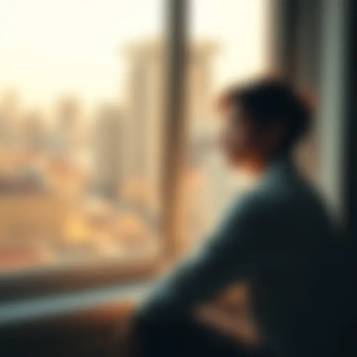 A thoughtful person sitting by a window, contemplating their life and reality.