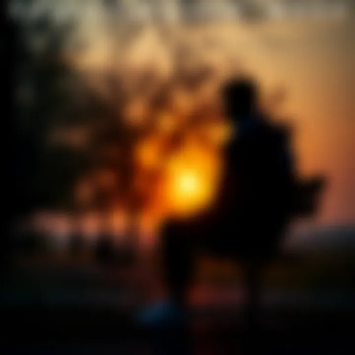 Individual sitting on a park bench, contemplating life and emotions, surrounded by nature's calmness