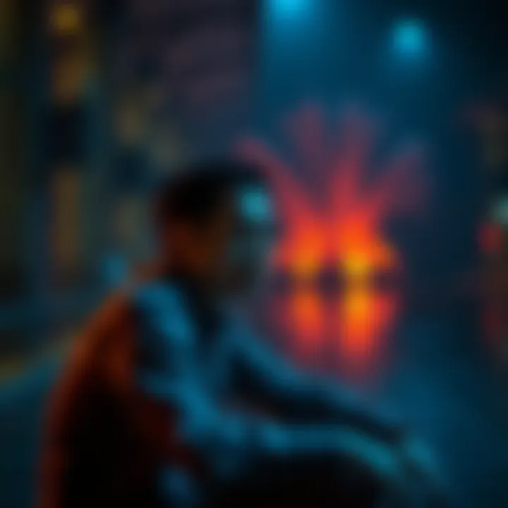 A person sitting in a serene setting, contemplating their thoughts and identity, with a calm expression.