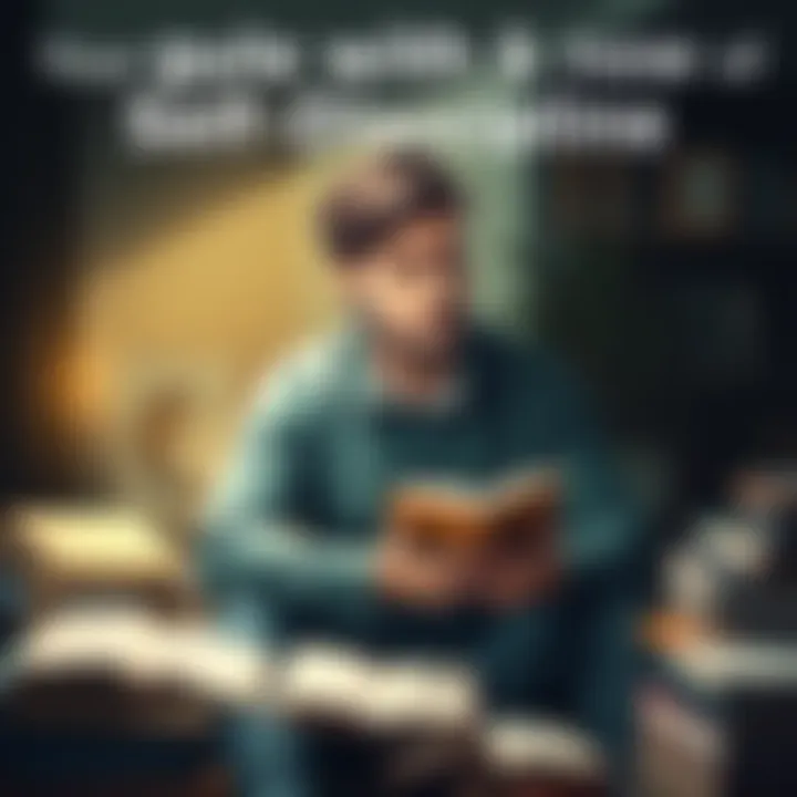 A person sitting quietly with a thoughtful expression, surrounded by books and a journal, symbolizing the balance of self-discipline and self-criticism.