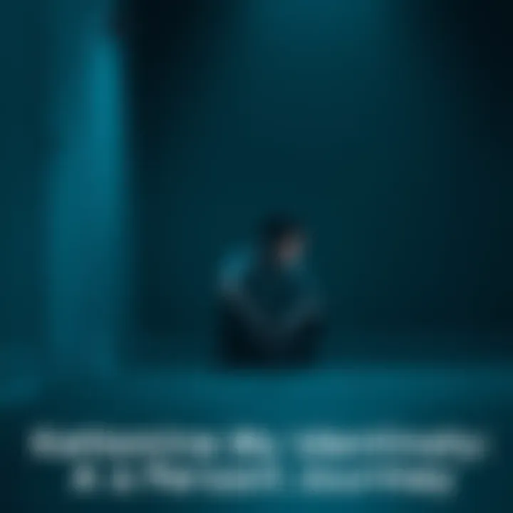Person in a reflective state Individual sitting alone in a dimly lit room, looking contemplative with a distant expression, symbolizing a journey of self-discovery after a ketamine experience.
