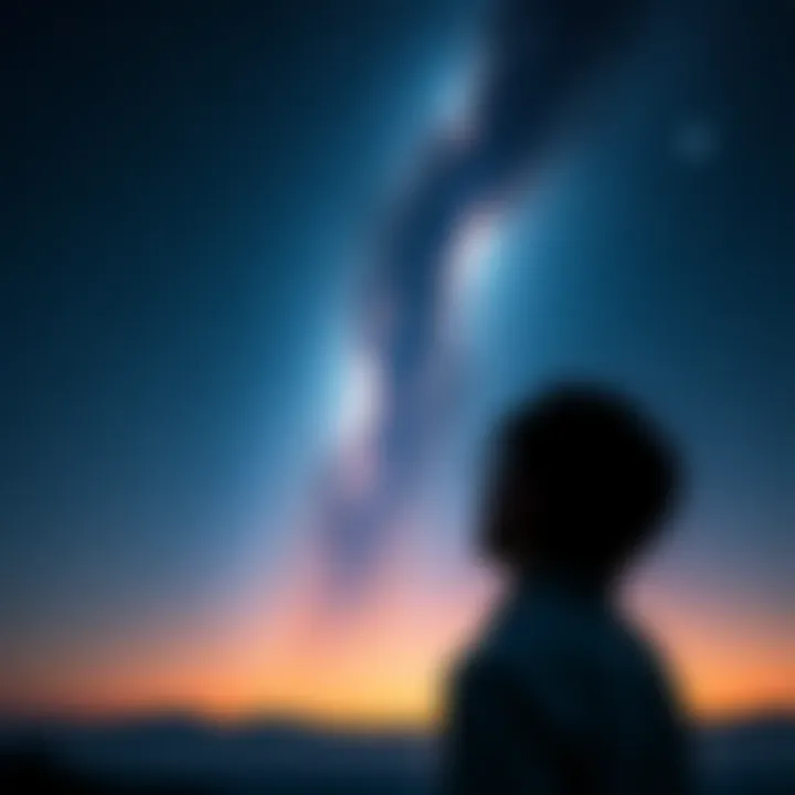 A person looking at a starry night sky, contemplating the connection between aliens and RH negative blood.