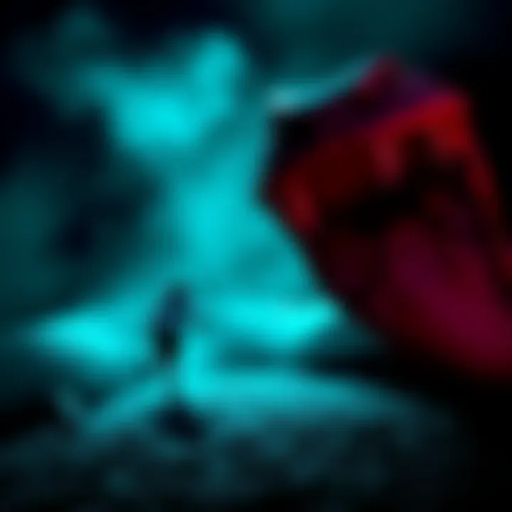 A person frantically running to save their mother from a large snake in a dark, dream-like setting