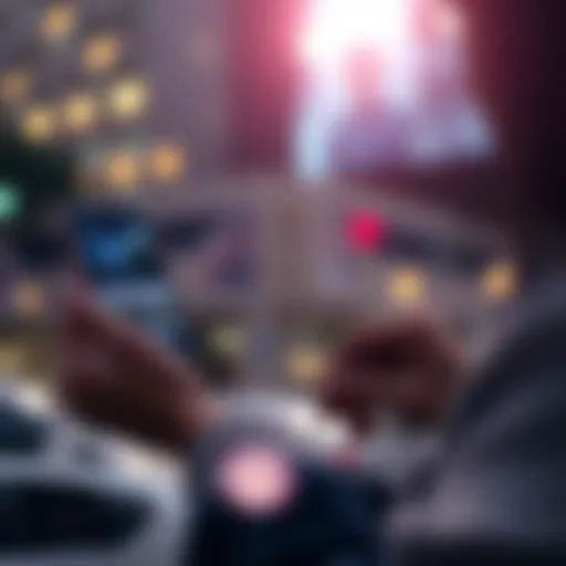 A person looking at their smartphone with the Facebook app open, displaying suggested posts related to their recent thoughts or interests.