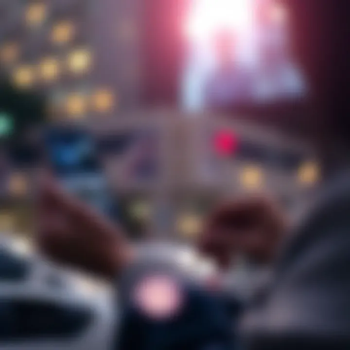 A person looking at their smartphone with the Facebook app open, displaying suggested posts related to their recent thoughts or interests.