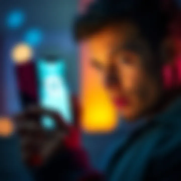 Person scrolling through Instagram A person looking at their phone with a surprised expression as ASMR content appears on their Instagram feed after thinking about it