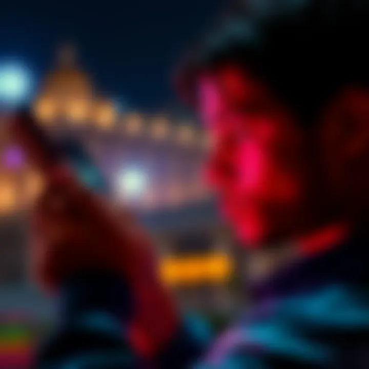 A person looking at a smartphone screen showing TikTok videos related to spiritual practices, with a thoughtful expression.