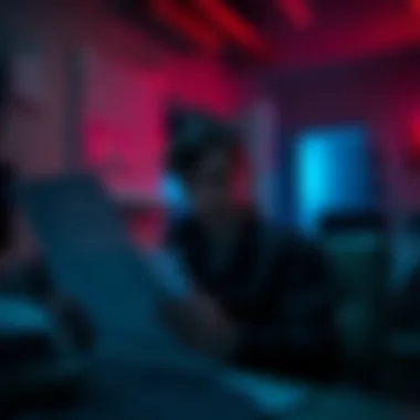 A person searching for the truth Individual examining documents and files related to government secrecy in a dimly lit room