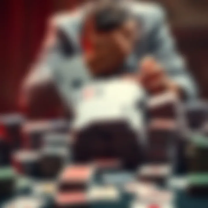 Person shuffling large playing cards A person struggles to shuffle a large deck of colorful playing cards with smaller stacks around them