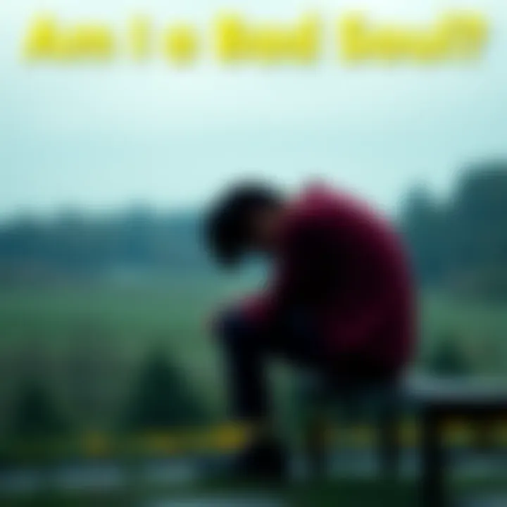 A person sitting on a bench with their head down, reflecting on their feelings of anger and confusion, surrounded by nature.