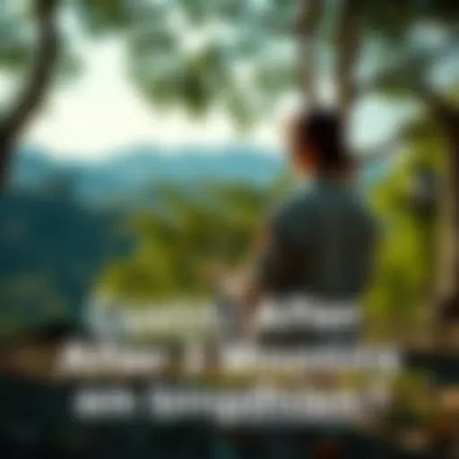 Individual in a calm meditation pose surrounded by nature, reflecting on their journey in Buddhism