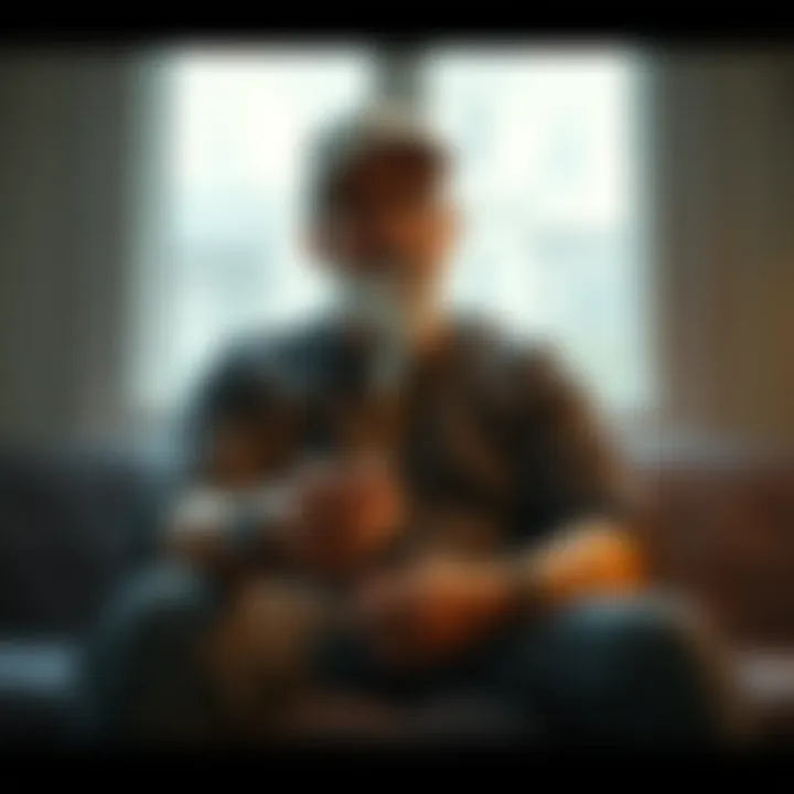 Individual reflecting on past relationships while holding a joint, showing mixed emotions