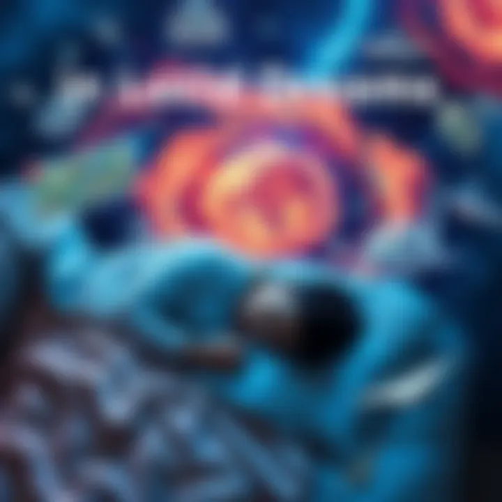 A person in bed asleep, surrounded by swirling dream visuals representing remote viewing locations