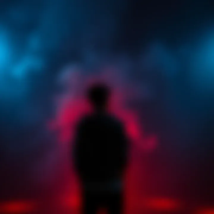A person standing alone with a contemplative expression, surrounded by dark shadows and faint wisps of smoke, illustrating the unsettling feeling of smelling death and reflecting on its meaning.