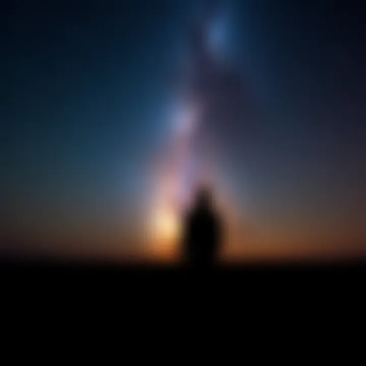 A person looking out at a starry sky A person stands in a dark place, gazing at a vast starry sky, reflecting on feelings of vulnerability and seeking connection.