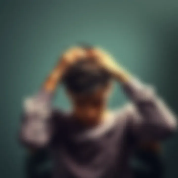 A person sitting alone with their hands on their head, showing signs of stress and embarrassment while reflecting on their struggles with compulsions.