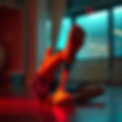 A person sitting on the ground, stretching their legs, showing a focus on ankles and feet while experiencing discomfort.