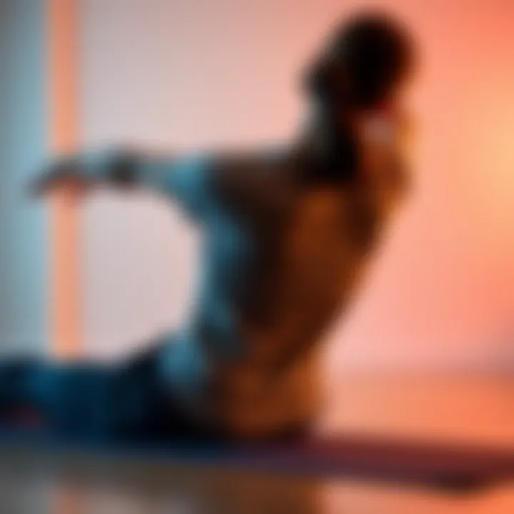 Person stretching their back A person doing a gentle back stretch on a yoga mat.