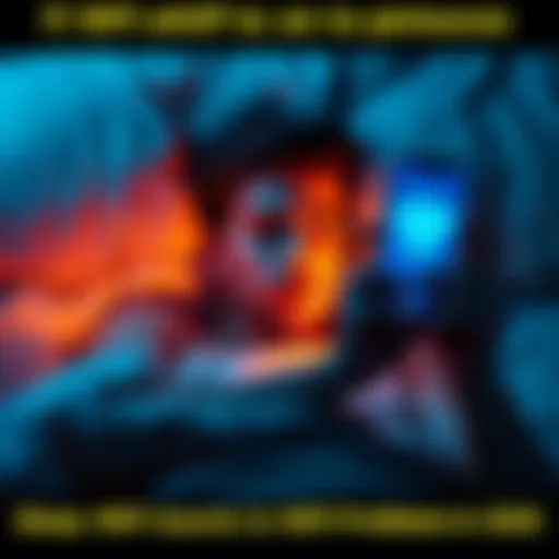 Person Struggling to Sleep A person in bed looking frustrated, unable to sleep with a phone displaying a WiFi signal issue