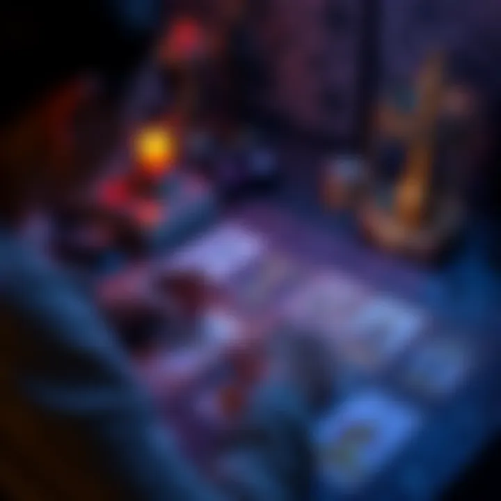 Individual analyzing a layout of tarot cards for 2026 insights