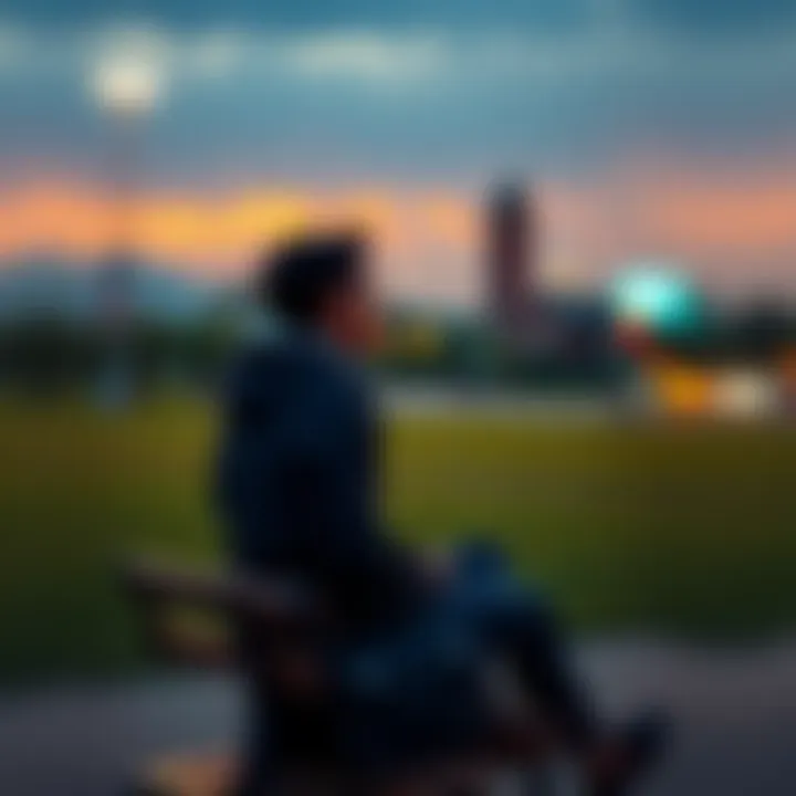A person sitting alone on a bench, staring into the distance, reflecting on their feelings about love and relationships.