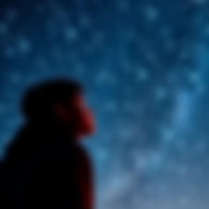 A person gazing at the night sky filled with stars, reflecting on their self-confidence and personal growth during retrograde Saturn.