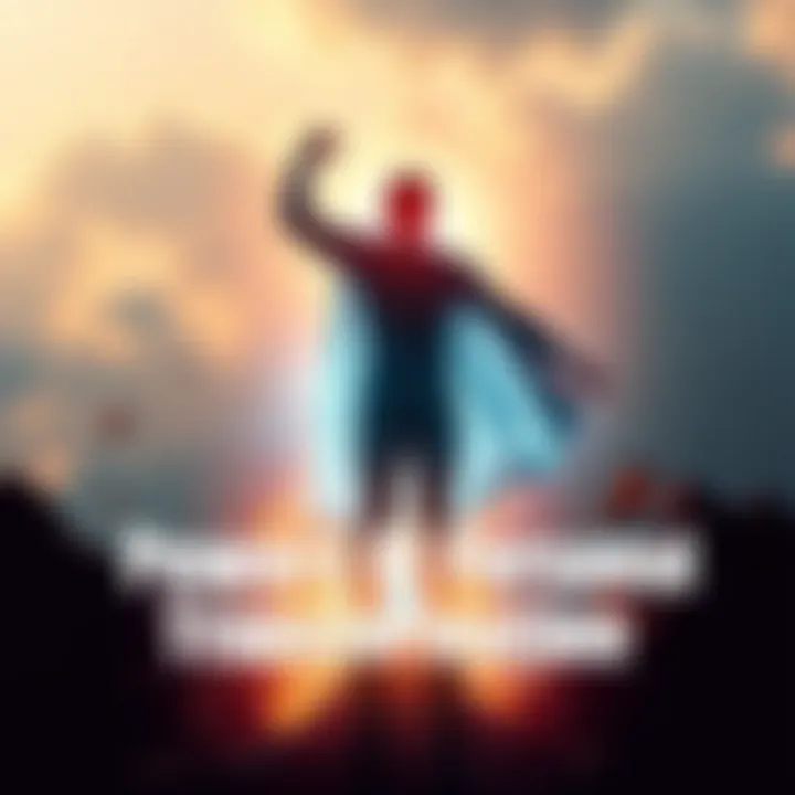Person Transforming into a Superhero A person standing tall with a glowing aura, symbolizing personal transformation and empowerment.