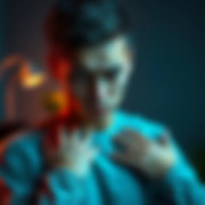 A person with a concerned expression, touching their arms as if feeling discomfort in their skin.