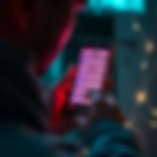 A person looking at their phone, exploring a spirit talker app interface with various phrases displayed on the screen.