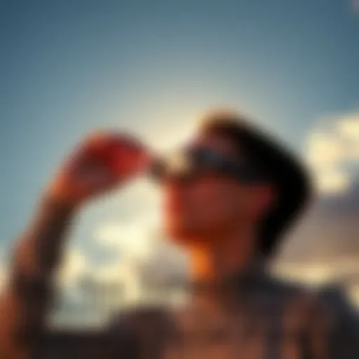 A person wearing certified solar glasses while looking at an eclipse in the sky