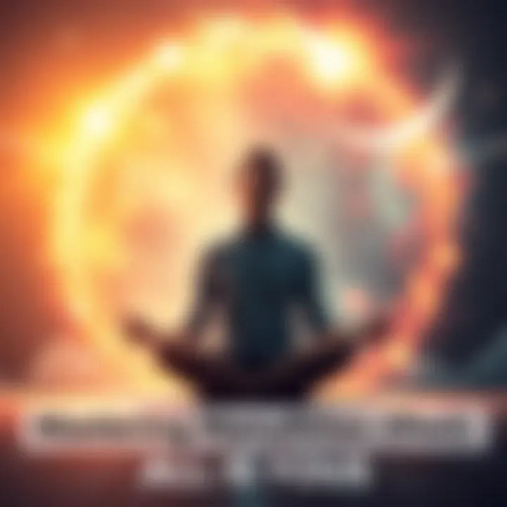 A person sitting cross-legged, eyes closed, with a glowing aura around them, symbolizing their connection to the universe and their desires