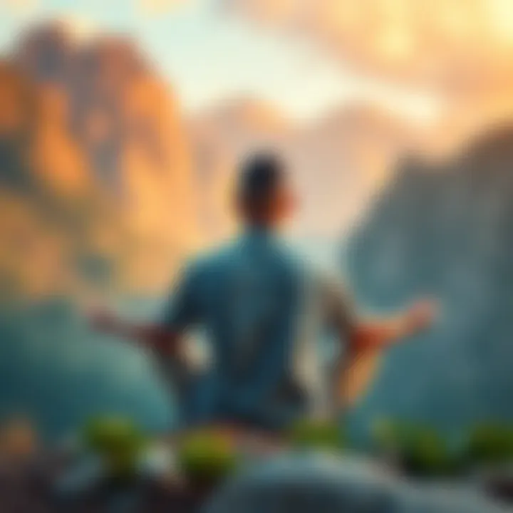 Person visualizing their goals Individual sitting peacefully, eyes closed, envisioning their dreams while surrounded by nature.