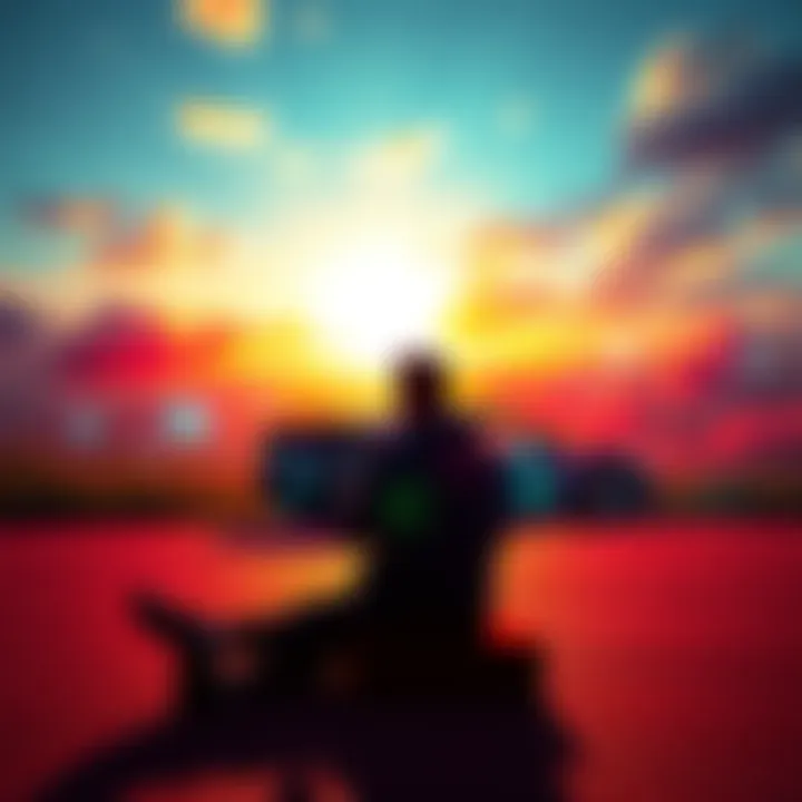 Person visualizing success A person sitting in a peaceful setting, imagining driving a luxurious Ferrari, surrounded by vibrant colors symbolizing their desired future.