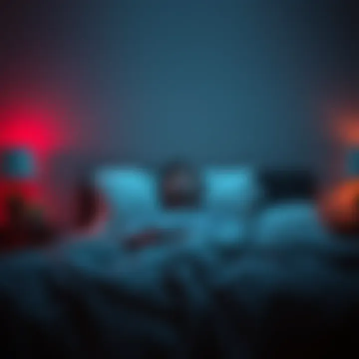 A person sitting up in bed looking scared and confused after a bad dream at night